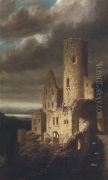 Burgruine Bei Aufziehendem Gewitter - view 1