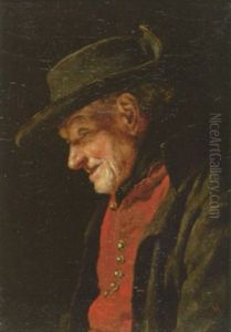 Alter Bauer Mit Roter Weste Und Filzhut