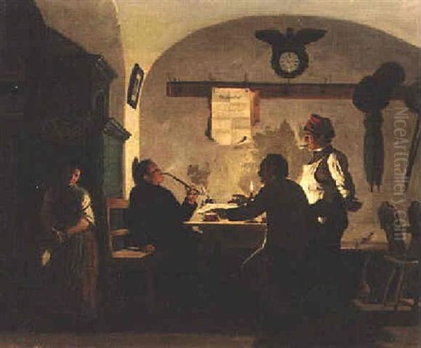 Figures In A Candlelit Interior - view 1