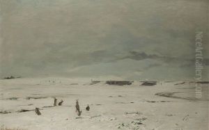 Hasen In Weiter Winterlandschaft