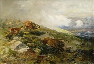 Der Hirschkampf by Christian (Johann Christian) Kroener