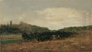 Manoverszene. Berittene Husaren.