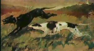 Zwei Windhunde by Christian (Johann Christian) Kroener