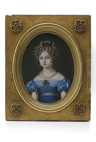 Bildnis Einer Jungen Dame Im Blauen Kleid Mit Perlenschmuk - view 1