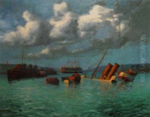 The Wreck Of The "freemantle" Sunk In The Carrick Roads, Falmouth, Near The Training Ship H.m.s. "ganges", On 11th April 1893
