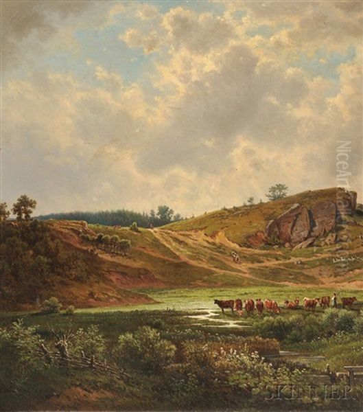 Landscape With Cattle Watering - view 1