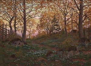 Spring Landscape At Dusk by Johan Fredrik Krouthen
