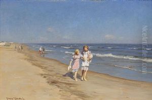 Strandbild Med Figurer by Johan Fredrik Krouthen