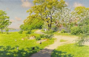 Gardsmotiv Med Pickande Hons by Johan Fredrik Krouthen