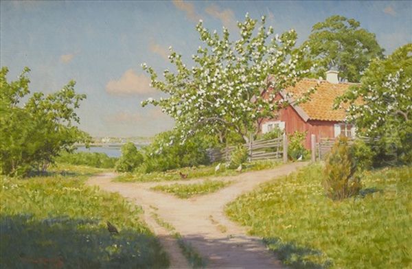 Landskap Med Blommande Appeltrad - view 1