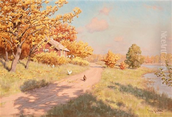 Autumn Landscape With Hens - view 1