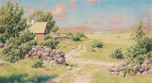 A Young Girl In Summer Landscape