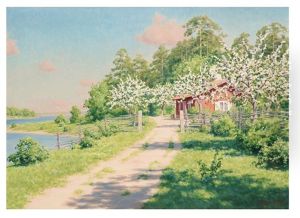 Blommande Landskap Med Hus by Johan Fredrik Krouthen