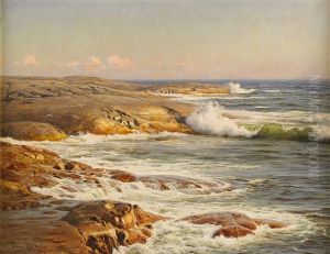 Marstrand - Taudden I Kvallssol Med Seglare Vid Horisonten
