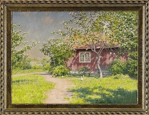Gardsidyll Med Pickande Hons by Johan Fredrik Krouthen