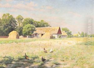 Gehoft Im Sonnenlicht by Johan Fredrik Krouthen