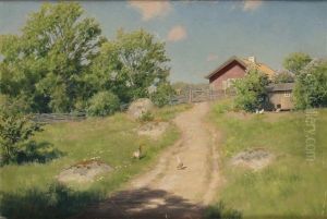 Sommarlandskap Med Pickande Hons Sommarlandskap Med Pickande Hons