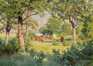 Sommarlandskap Med Kor by Johan Fredrik Krouthen