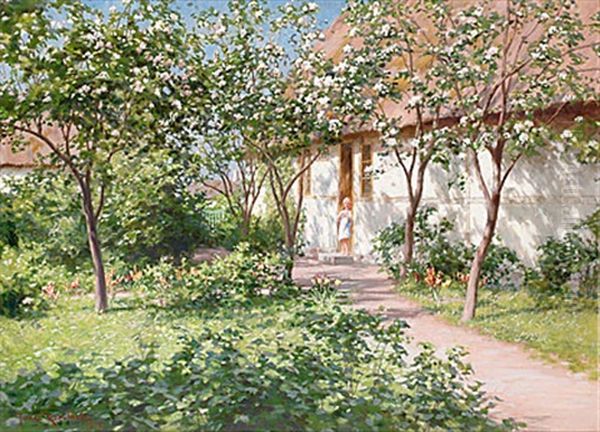 Flicka I Blommande Tradgard - view 1