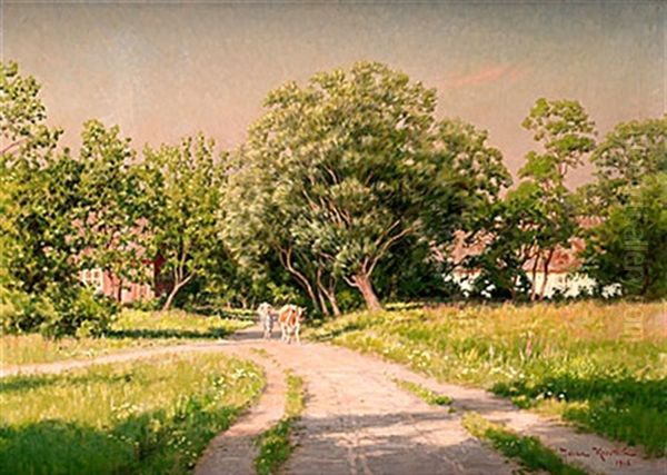 Sommarlandskap Med Vallpojke Och Kor - view 1