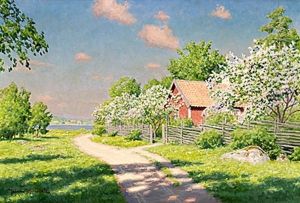 Sommaridyll Med Blommande Frukttrad