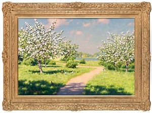 Sommardag Med Blommande Trad by Johan Fredrik Krouthen