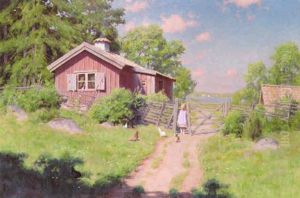Sommarlandskap Med Liten Flicka Sommarlandskap Med Liten Flicka