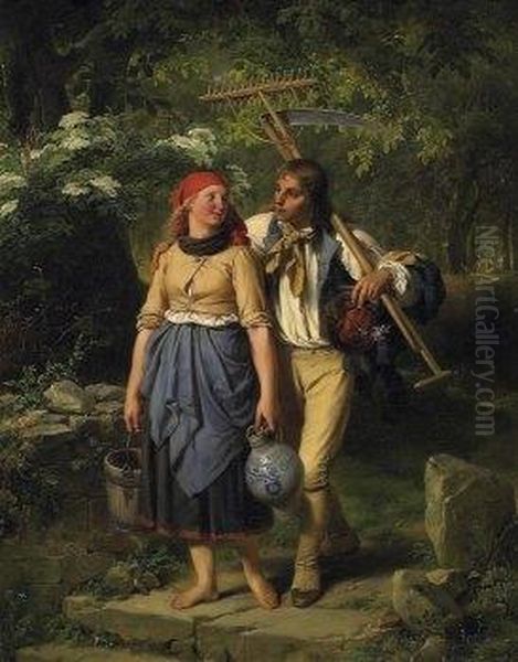 Young Couple Returning From The Forest Trail - view 1