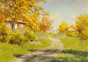 Solig Sensommardag Vid Stugan Solig Sensommardag Vid Stugan