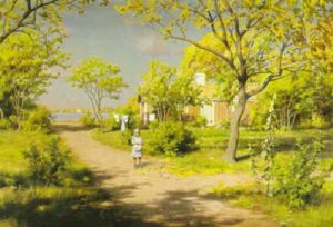 Flicka Med Applen I Sommarlandskap by Johan Fredrik Krouthen