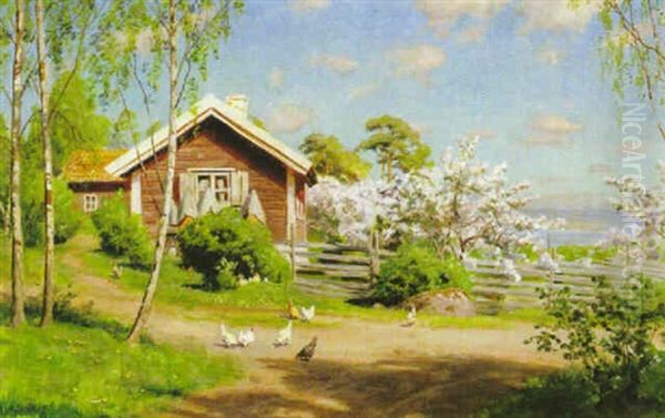 Sommaridyll Med Blommande Appeltrad - view 1