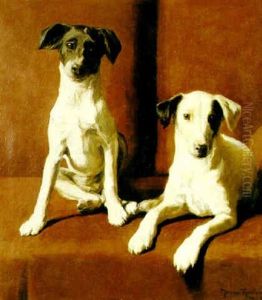 Interior Med Tva Terrier by Johan Fredrik Krouthen