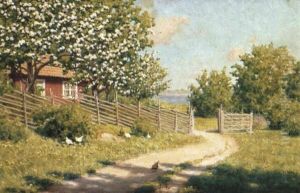 F"rsommar Vid Stugan by Johan Fredrik Krouthen