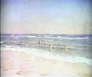 Badande Vid Skagen by Johan Fredrik Krouthen