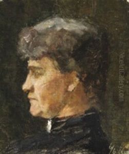 Portrait Of Minna Triepcke, The Artist's Mother, In Profile by Marie Kroyer