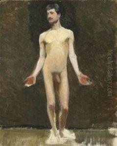Standing Male Model With Outstretched Arms by Marie Kroyer