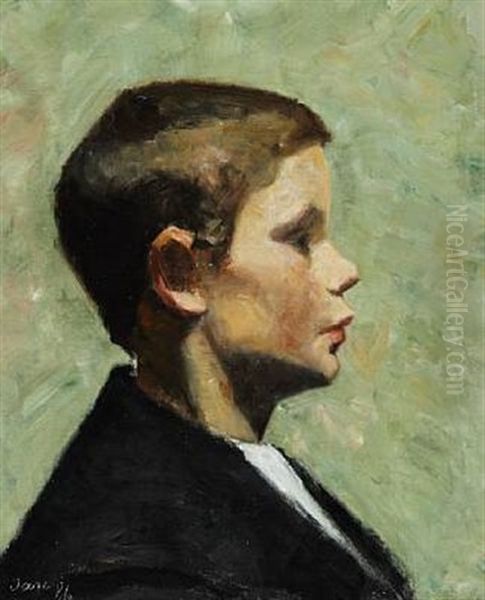 Portrait Of A Little Boy Seen In Profile - view 1