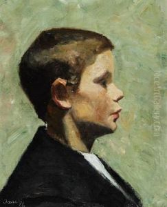 Portrait Of A Little Boy Seen In Profile by Marie Kroyer