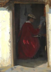 Interior With The Artist's Wife Painting by Peder Severin Kroyer