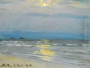 L'heure Bleu At Skagen Beach, Moonlight by Peder Severin Kroyer