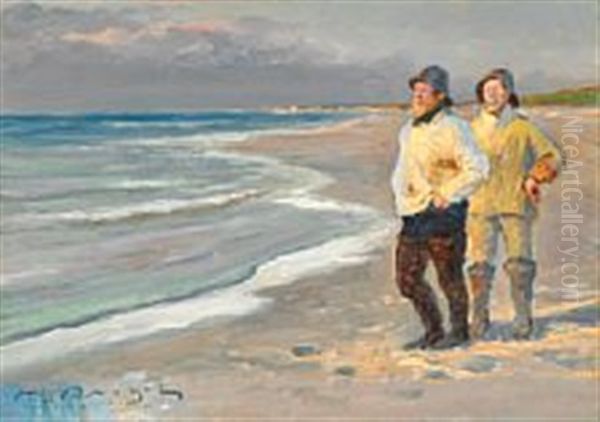 Two Fishermen On Skagen Nordstrand (north Beach) - view 1