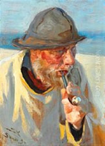 A Fisherman Smoking His Pipe - view 1