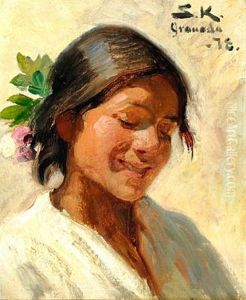Rafaela - Brystbillede Af En Ung Spanierinde Med Blomster I Haaret - Granada (portrait Of A Spanish Girl, Rafaela, With Flowers In Her Hair) Rafaela - Brystbillede Af En Ung Spanierinde Med Blomster I Haaret - Granada (portrait Of A Spanish Girl, Rafaela, With Flowers In Her Hair)