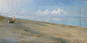 Fiskere Paa Skagens Strand. Sildig Sommeraften. Kompositionsskizze by Peder Severin Kroyer