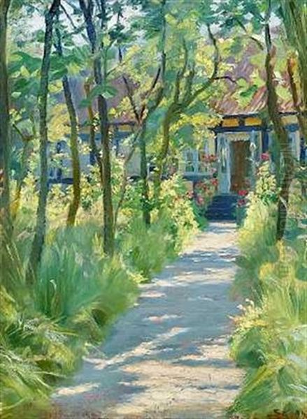 Sommer. Kunstnerens Hustru Spadserende I En Havegang Ved Deres Skagensbolig (preliminary Study) - view 1