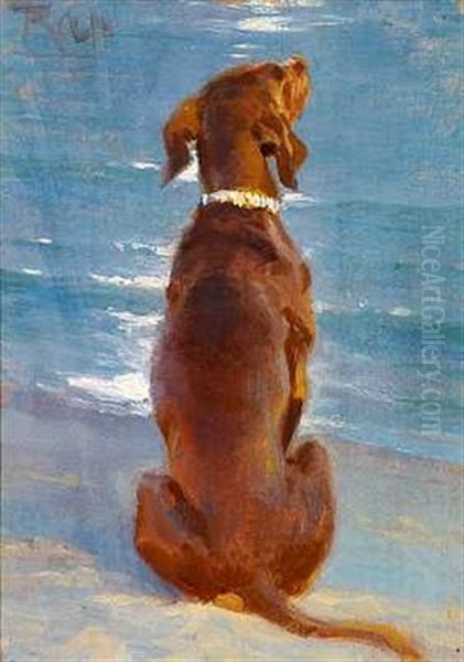 Siddende Brun Hund, Set Fra Ryggen, Kunstnerens Hund "rap" - view 1