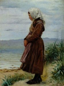 En Pige Ved Stranden. Hornbaek by Peder Severin Kroyer