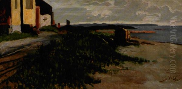 Fransk Kystparti Med Huse I Strandkanten - view 1
