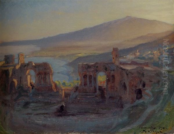 The Greek Theatre, Taormina With Mount Etna In The Distance - view 1