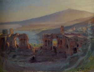 The Greek Theatre, Taormina With Mount Etna In The Distance by Peder Severin Kroyer